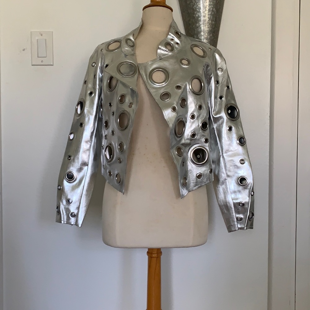 Silver jacket with grommets